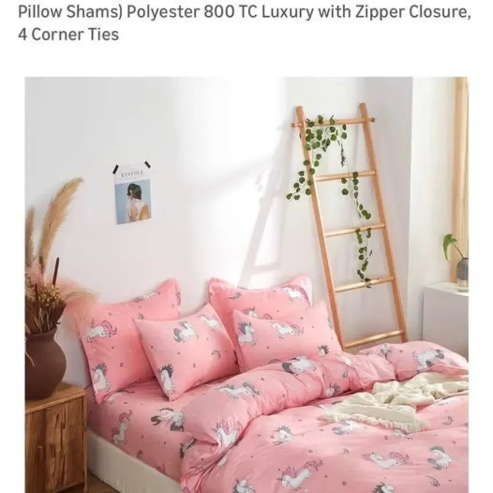 Pink Unicorn Twin Duvet Cover Set + Pillow Shams